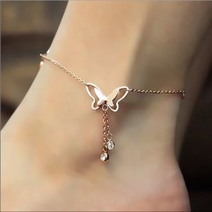 2/$10 RESTOCKED! Butterfly Charm Anklet Diamond Bracelet Cute Dainty Charm Boho